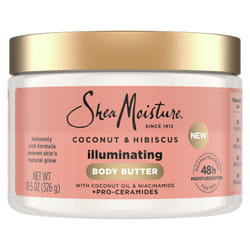 SheaMoisture Illuminating Body Butter with Coconut & Hibiscus  Niacinamide and Pro-Ceramides  Renewing Skins Natural Glow  48H Moisturizing 11.5 oz