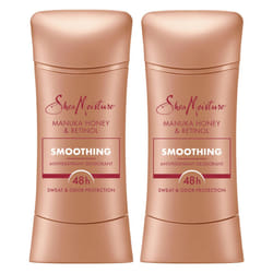 SheaMoisture Antiperspirant Deodorant Stick Smoothing Manuka Honey & Retinol (Pack of 2) for 48HR Sweat & Odor Protection with No Parabens & No Minera