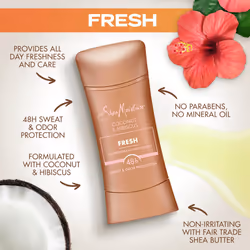 SheaMoisture Antiperspirant Deodorant Stick Fresh Coconut & Hibiscus 2 Count for 48HR Sweat & Odor Protection with No Parabens & No Mineral Oil 2.6 oz