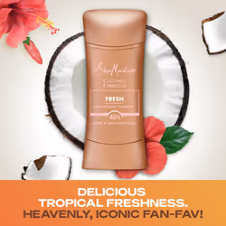 SheaMoisture Antiperspirant Deodorant Stick Fresh Coconut & Hibiscus 2 Count for 48HR Sweat & Odor Protection with No Parabens & No Mineral Oil 2.6 oz