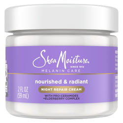 SheaMoisture Melanin Care Night Repair Cream Nourished  Radiant for Strengthening Skins Moisture Barrier with ProCeramides Elderberry Complex 2 oz