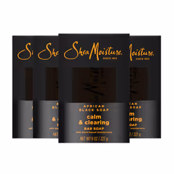 SheaMoisture Bar soap African Black Soap 4 count Soothe and Clarify Skin Soothing and Clarifying bar soap with 24h shea moist ...