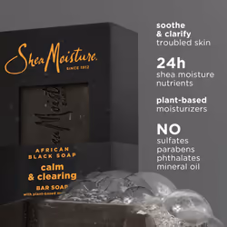 SheaMoisture Bar soap African Black Soap 4 count Soothe and Clarify Skin Soothing and Clarifying bar soap with 24h shea moisture nutrients for Healthy