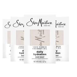 SheaMoisture Bar Soap Virgin Coconut Oil 4 count Nourish and Replenish Skin Daily Hydrating bar soap with 24h shea moisture nutrients for Healthy  Glo