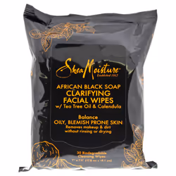 African Black Soap Clarifying Facial Wipes by Shea Moisture for Unisex - 30 Pc Wipes