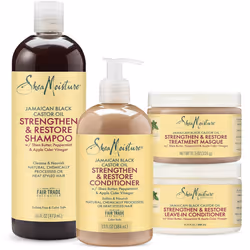 SheaMoisture Jamaican Black Castor Oil Hair Care Set: 16oz Growth Shampoo  13oz Strengthening Conditioner  11.5oz Leave-In Tr ...