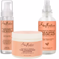 SheaMoisture Curly Hair Bundle: Frizz Free Mousse 7.5 Fl Oz  Curl Enhancing Smoothie 12 Oz  Hold & Shine Mist 8 Fl Oz for Sty ...