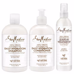 SheaMoisture Shampoo and Conditioner Set  13 Fl Oz Ea with Leave In Treatment Spray 8 Fl Oz  Daily Hydration 100% Virgin Coco ...