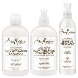 SheaMoisture Shampoo and Conditioner Set  13 Fl Oz Ea with Leave In Treatment Spray 8 Fl Oz  Daily Hydration 100% Virgin Coconut Oil  Curly Hair Produ