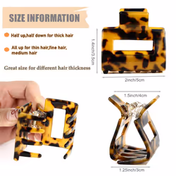 2 Pcs Medium Hair Claw Clips for Women Small Rectangle Claw Hair Clips
