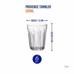 1039AB Provence Water Glass without filling mark, 200ml, Pack of 6