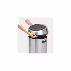 Brabantia 60 Litre Large Kitchen Touch Bin (Matt Steel Fingerprint Proof) Removable Lid, Soft-Touch Open, Easy Clean Rubbish Food Waste Bin