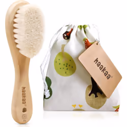 Wooden Baby Hair Brush for Newborns and Toddlers Baby Brush Natural Soft Goat Bristles Hairbrush, Ideal for Cradle Cap, Perfe ...