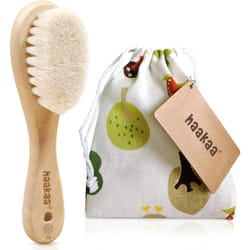 Wooden Baby Hair Brush for Newborns and Toddlers Baby Brush Natural Soft Goat Bristles Hairbrush, Ideal for Cradle Cap, Perfect Baby Registry Gift