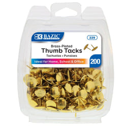 BAZIC 229 Gold Thumb Tacks. 200 Push Pins for Crafts and Office Organization