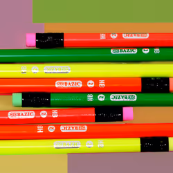 BAZIC Wood Pencil Neon Pencils  Latex Free Eraser  Unsharpened Rewards Pencil for Writing Drawing (8/Pack)  1-Pack