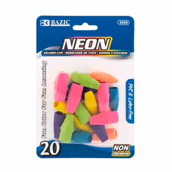 BAZIC Eraser Top Latex Free Pencil Tops Erasers (20/Pack) Neon Color Arrowhead Caps Erasers for Kids Student Art Drawing Sc ...