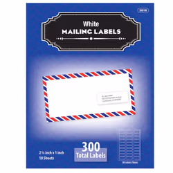BAZIC 1" X 2 5/8" White Address Labels (300/Pack)