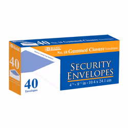 BAZIC #10 Security Envelope w/ Gummed Closure (40/Pack)