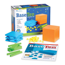 Learning Resources Brights! Base 10 Starter Set with Activity Guide Included - 100 Piece Set  Ages 6+ | 1+ Grade Math Teacher Supplies  Math Games for