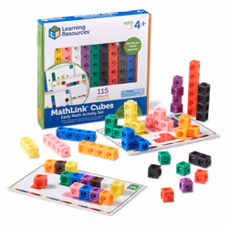 Learning Resources MathLink Cubes Early Math Activity Set - 115 Pieces Ages 4+ Kindergarten STEM Activities Linking Cubes ...