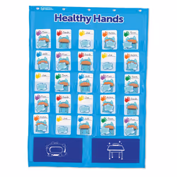 Learning Resources Healthy Hands Pocket Chart  Classroom Accessory  Cleanliness  Hand Sanitizer  Ages 4+