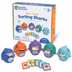 Learning Resources Say-a-Sound Sorting Sharks - Montessori Toys Kindergarten Learning Activities Phonemic Awareness Flash C ...