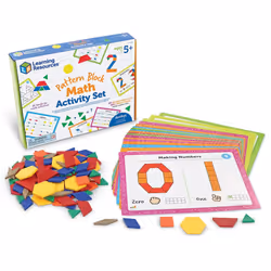Learning Resources Pattern Block Math Activity Set, Math Games for Kids, Educational Games, Preschool Math, Montessori, 144 P ...