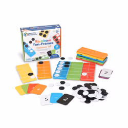 Learning Resources Rainbow Ten-Frames Classroom Set 140 Pieces - Math Tools for Students Ages 5+ School Supplies and Teache ...