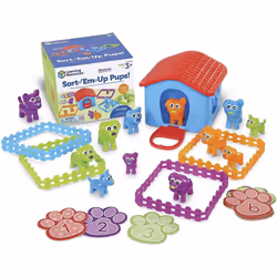 LER6809 Puppy Em-Up Pups, Preschool Set, Sort by Height, Weight, Number & Ear Pattern, Ages 3+, Multi-Coloured, M
