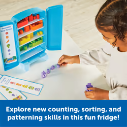 Learning Resources Sorting Snacks Mini Fridge  51 Pieces  Ages 3+  Toddler Toys  Educational Toys  Snack Toys Plastic Food Toys Kids Kitchen Accessori