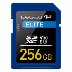 Team Group ELITE, 256 GB, SDXC, UHS-I, Class 3 (U3), V30, Shock resistant, Static proof, Temperature proof, Waterproof, X-ray ...