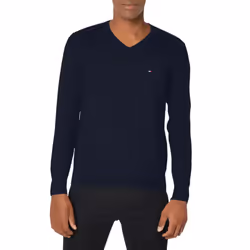 Tommy Hilfiger Men's Cotton V Neck Sweater Masters Navy Large