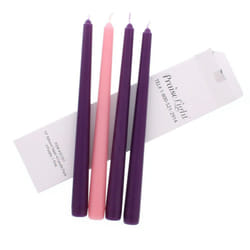 Wax Advent Candles Four Piece Purple Pink Christmas Season 10-inch Wax Taper Candle  Pack of 4