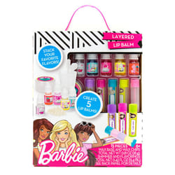 Barbie Make Your Own Layered Lip Balm Kit by Horizon Group USA, DIY 5 Custom Lip balms by Mixing Flavors Like Vanilla, Strawberry, Watermelon & Tropi