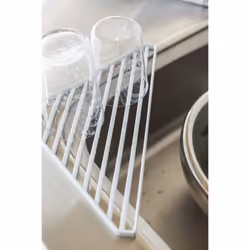 YAMAZAKI Home Corner Sink Steel | Drainer Tray, One Size, White