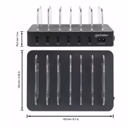 Manhattan Charging Station, 6x USB-A Ports, Outputs: 6x 2.4A, Smart IC, LED Indicator Lights, Black, Three Year Warranty, Box - Additional view 4