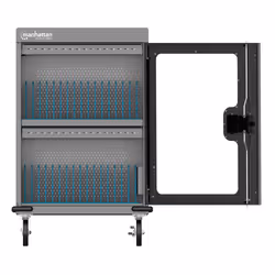 Manhattan iPad to 13", MacBook Air to 15" & Chromebook 15.6" 32-bay Charging Trolley/Cart, Also other tablets/smartphones (with device to USB-C cable), Bays 404x27.6x283mm,Device charging cables not included (suggest USB-C cable code 356213),Cabinet, Lock - Additional view 4