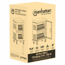 Manhattan iPad to 13", MacBook Air to 15" & Chromebook 15.6" 32-bay Charging Trolley/Cart, Also other tablets/smartphones (with device to USB-C cable), Bays 404x27.6x283mm,Device charging cables not included (suggest USB-C cable code 356213),Cabinet, Lock - Additional view 6
