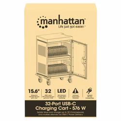 Manhattan iPad to 13", MacBook Air to 15" & Chromebook 15.6" 32-bay Charging Trolley/Cart, Also other tablets/smartphones (with device to USB-C cable), Bays 404x27.6x283mm,Device charging cables not included (suggest USB-C cable code 356213),Cabinet, Lock - Additional view 7