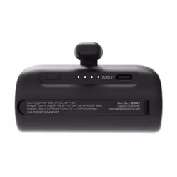 Manhattan Power Bank with integrated USB-C plug, 5000 mAh, Up to 20W output, Kickstand for Use as Charging Phone Holder, Black - Additional view 4