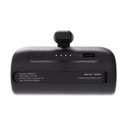 Manhattan Power Bank with integrated USB-C plug, 5000 mAh, Up to 10W output, Kickstand for Use as Charging Phone Holder, Black - Additional view 4