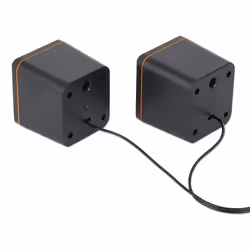 Manhattan 2600 Series Speaker System, Two Speakers, Black/Orange, USB for Stereo Audio and Power, Output: 2x 3W, Decent Sound, Integrated rotary volume control, USB-C/USB-A Adapter, Cable 1.4m - Additional view 4