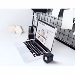Manhattan 2600 Series Speaker System, Two Speakers, Black/Orange, USB for Stereo Audio and Power, Output: 2x 3W, Decent Sound, Integrated rotary volume control, USB-C/USB-A Adapter, Cable 1.4m - Additional view 7