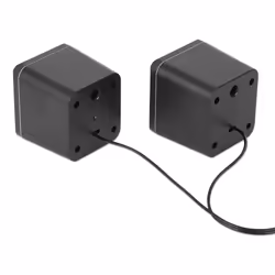 Manhattan 2600 Series Speaker System, Two Speakers, Black/Silver, USB for Stereo Audio and Power, Output: 2x 3W, Decent Sound, Integrated rotary volume control, USB-C/USB-A Adapter, Cable 1.4m - Additional view 4