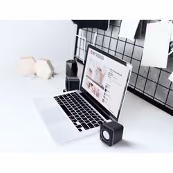Manhattan 2600 Series Speaker System, Two Speakers, Black/Silver, USB for Stereo Audio and Power, Output: 2x 3W, Decent Sound, Integrated rotary volume control, USB-C/USB-A Adapter, Cable 1.4m - Additional view 7