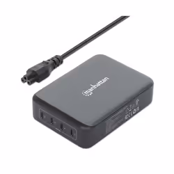 Manhattan Mains USB-C Laptop Charging Station 4-port, Universal charging for ALL laptops (incl power hungry gaming machines & equivalent) with ports to simultaneously charge phones/watches/earpods/etc, GaN, Each PD port up to 140W (Max 240W), UK Power cord, Charger - Additional view 3