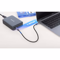 Manhattan Mains USB-C Laptop Charging Station 4-port, Universal charging for ALL laptops (incl power hungry gaming machines & equivalent) with ports to simultaneously charge phones/watches/earpods/etc, GaN, Each PD port up to 140W (Max 240W), UK Power cord, Charger - Additional view 6