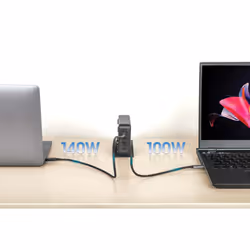 Manhattan Mains USB-C Laptop Charging Station 4-port, Universal charging for ALL laptops (incl power hungry gaming machines & equivalent) with ports to simultaneously charge phones/watches/earpods/etc, GaN, Each PD port up to 140W (Max 240W), UK Power cord, Charger - Additional view 7