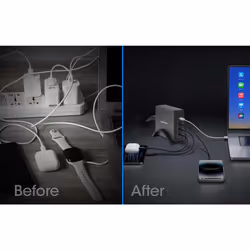 Manhattan Mains USB-C Laptop Charging Station 4-port, Universal charging for ALL laptops (incl power hungry gaming machines & equivalent) with ports to simultaneously charge phones/watches/earpods/etc, GaN, Each PD port up to 140W (Max 240W), UK Power cord, Charger - Additional view 8